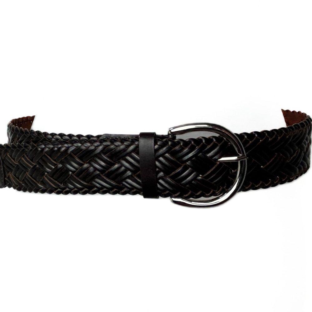 Happy Time Brown Leather Weave Belt